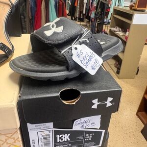 Under Armour Black Slide Sandals with White Logo